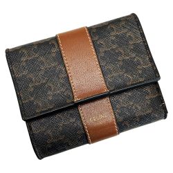 ☆☆ CELINE セリーヌ トリオンフ ブラウン 3つ折り財布 レディース ゴールド金具 Cランク