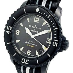 ☆☆ SWATCH スウォッチ BLANCPAINｘSWATCH フィフティファゾムス オーシャンオブストーム S035B400 自動巻き 腕時計 箱有 Aランク