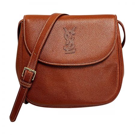  Yves Saint Laurent イブサンローラン ショルダーバッグ 3361 ブラウン レザー YSLロゴ レディース ゴールド金具 布袋有