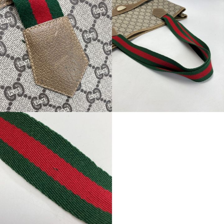 GUCCI グッチ GGプラス シェリーライン トートバッグ ベージュ PVC×レザー オールドグッチ｜中古｜なんでもリサイクルビッグバン