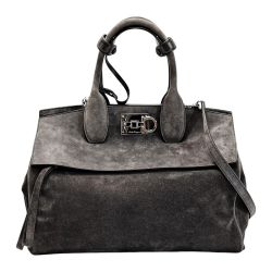 ☆☆ Salvatore Ferragamo サルヴァトーレフェラガモ ガンチーニ スタジオ AU21/H795 グレー 2WAYバッグ 布袋有 Bランク