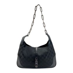 ☆☆ GUCCI グッチ GGキャンバス ジャッキーライン チェーンショルダーバッグ 001-4015 ブラック キャンバス×レザー Cランク