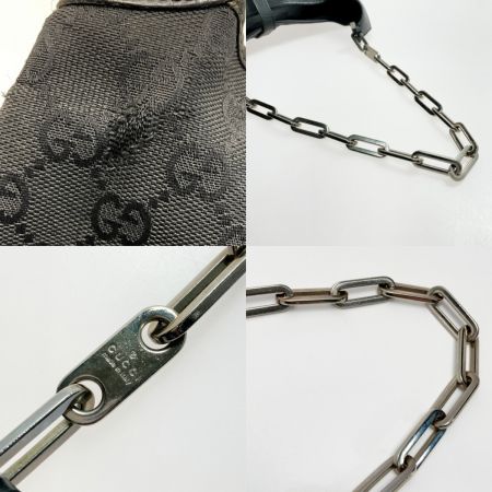  GUCCI グッチ GGキャンバス ジャッキーライン チェーンショルダーバッグ 001-4015 ブラック キャンバス×レザー