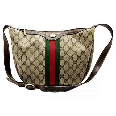  GUCCI グッチ アクセサリーコレクション 010・378 ブラウン ショルダーバッグ シェリーライン PVC×レザー レディース