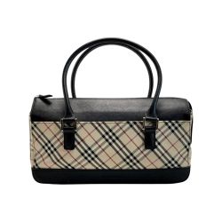 ☆☆ BURBERRY バーバリー ノバチェック ハンドバッグ ベージュ×ブラック キャンバス/レザー Bランク