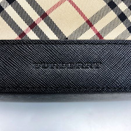  BURBERRY バーバリー ノバチェック ハンドバッグ ベージュ×ブラック キャンバス/レザー