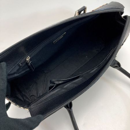  BURBERRY バーバリー ノバチェック ハンドバッグ ベージュ×ブラック キャンバス/レザー