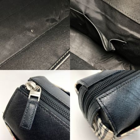  BURBERRY バーバリー ノバチェック ハンドバッグ ベージュ×ブラック キャンバス/レザー