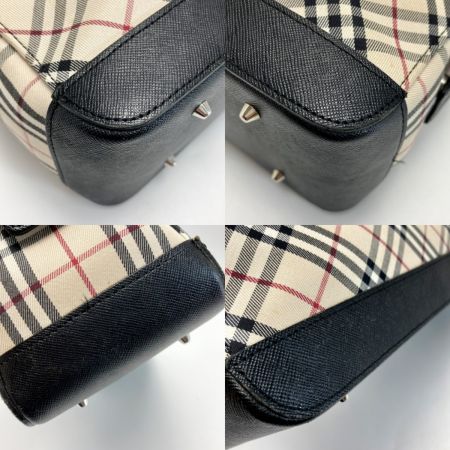  BURBERRY バーバリー ノバチェック ハンドバッグ ベージュ×ブラック キャンバス/レザー