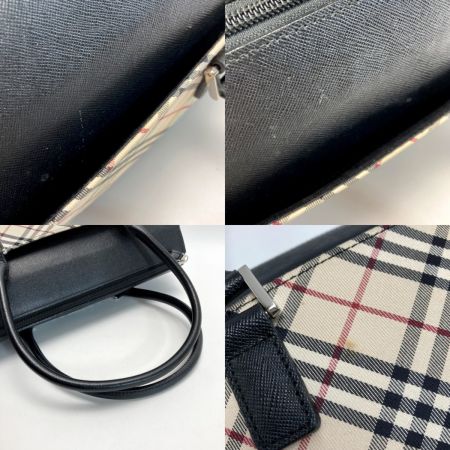  BURBERRY バーバリー ノバチェック ハンドバッグ ベージュ×ブラック キャンバス/レザー