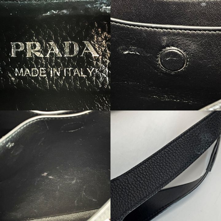 PRADA プラダ ミニトートバッグ 1BA349 ブラック トライアングルレタリングロゴ レザー レディース｜中古｜なんでもリサイクルビッグバン