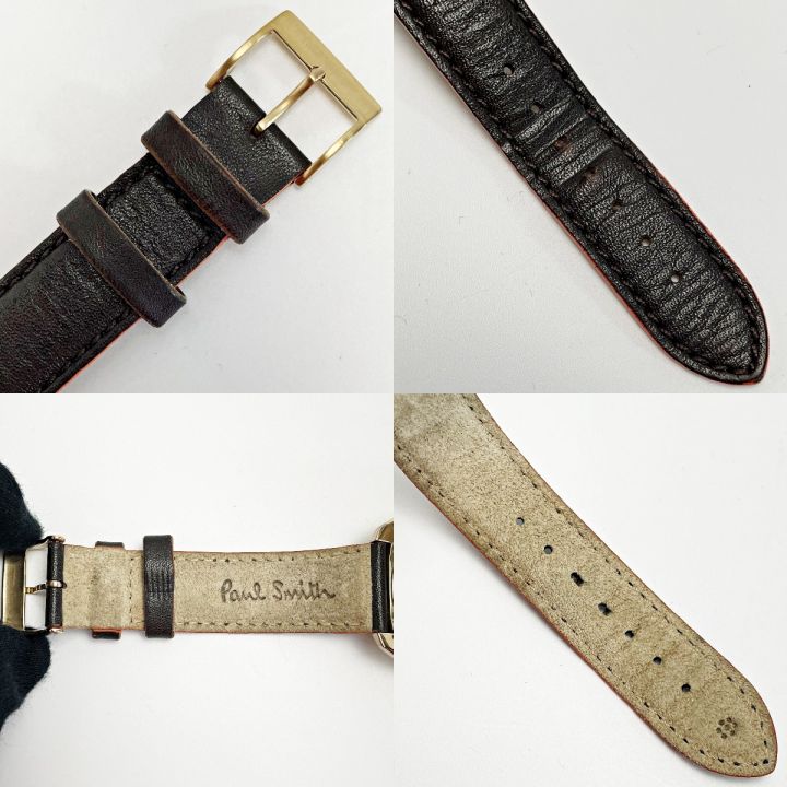 Paul Smith ポールスミス クローズド アイズ E111-T025188 ホワイト×ゴールド系 ソーラー レザー メンズ 腕時計 ｜中古｜なんでもリサイクルビッグバン