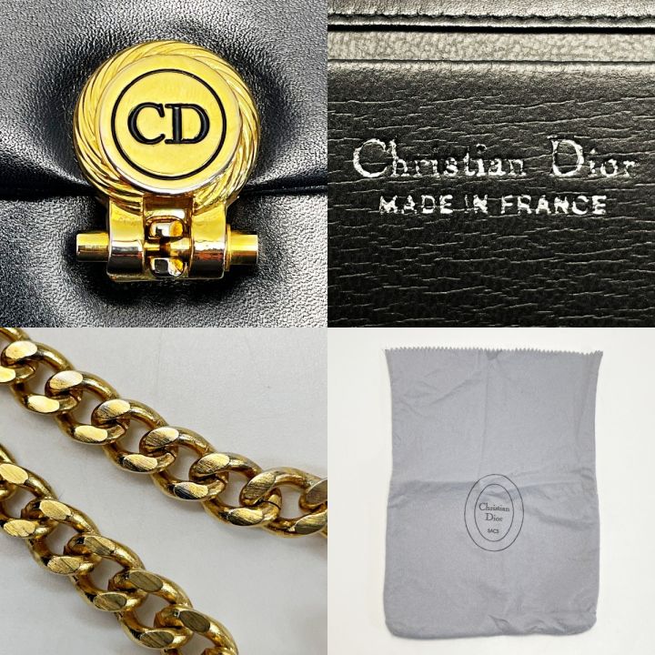 Christian Dior クリスチャンディオール チェーンショルダーバッグ ブラック レザー レディース ゴールド金具  布袋有｜中古｜なんでもリサイクルビッグバン