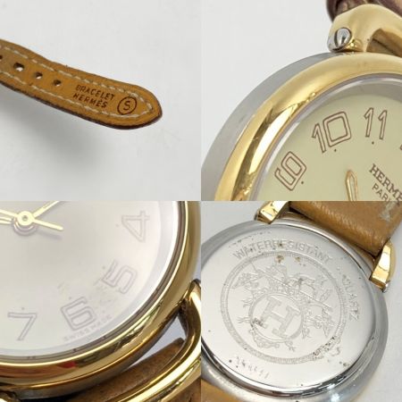  HERMES エルメス プルマン デイト 263641 アイボリー クォーツ レディース 腕時計