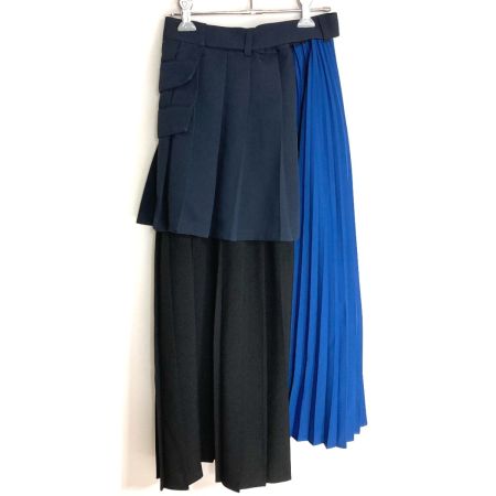  UNITED TOKYO ディフォメーションプリーツスカート 142120011 ブルー×ネイビー サイズ 1 レディース