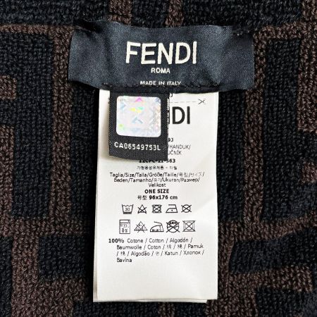 FENDI フェンディ ブランケット ビーチタオル ブラウン 96×176cm コットン100% ズッカ柄  ファブリック｜中古｜なんでもリサイクルビッグバン