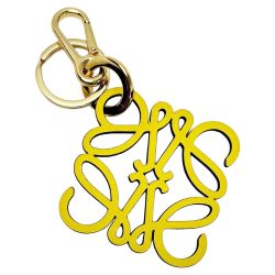 ☆☆ LOEWE ロエベ アナグラム イエロー キーホルダー チャーム レディース ゴールド金具 Bランク