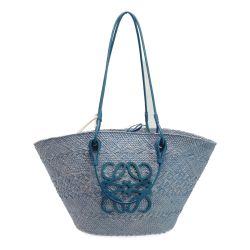 ☆☆ LOEWE ロエベ アナグラム バスケットバッグ A223T43X27 デニムブルー イラカヤシ かごバッグ 布袋有 Bランク