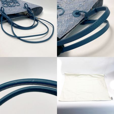  LOEWE ロエベ アナグラム バスケットバッグ A223T43X27 デニムブルー イラカヤシ かごバッグ 布袋有