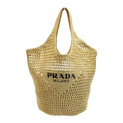 ☆☆ PRADA プラダ クロシェ トートバッグ 1BG424 ベージュ ラフィア ナチュラル Aランク