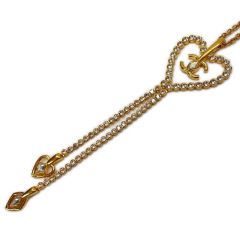  CHANEL シャネル ココマーク ハート ネックレス GP ラインストーン L23C ゴールド Bランク