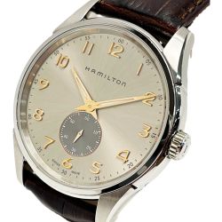☆☆ HAMILTON ハミルトン ジャズマスター H384110 ゴールド系 クォーツ レザー メンズ 腕時計 Bランク