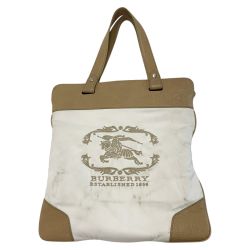 ☆☆ BURBERRY バーバリー ノバチェック ホース デカロゴ アイボリー トートバッグ Bランク