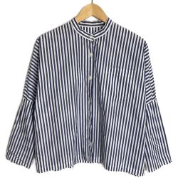 ☆☆ denier シャツ ストライプ柄 サイズ フリー レディース 283013 ブルー×ホワイト Bランク
