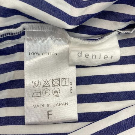  denier シャツ ストライプ柄 サイズ フリー レディース 283013 ブルー×ホワイト