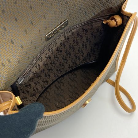  Yves Saint Laurent イブサンローラン カサンドラ YSLロゴプレート ショルダーバッグ ブラウン系 PVC×レザー ヴィンテージ
