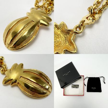  CELINE セリーヌ メッキ パイナップル ゴールド アクセサリー チェーン チャーム　袋 箱有