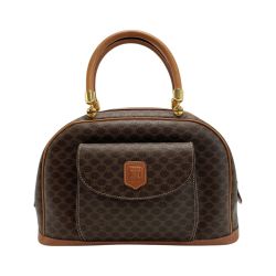 ☆☆ CELINE セリーヌ マカダム柄 ハンドバッグ MC97/2 ブラウン PVC×レザー フロントポケット Bランク