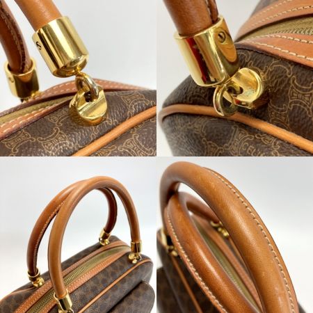  CELINE セリーヌ マカダム柄 ハンドバッグ MC97/2 ブラウン PVC×レザー フロントポケット