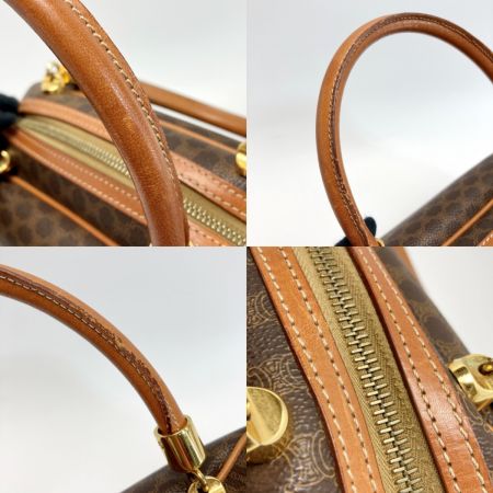  CELINE セリーヌ マカダム柄 ハンドバッグ MC97/2 ブラウン PVC×レザー フロントポケット