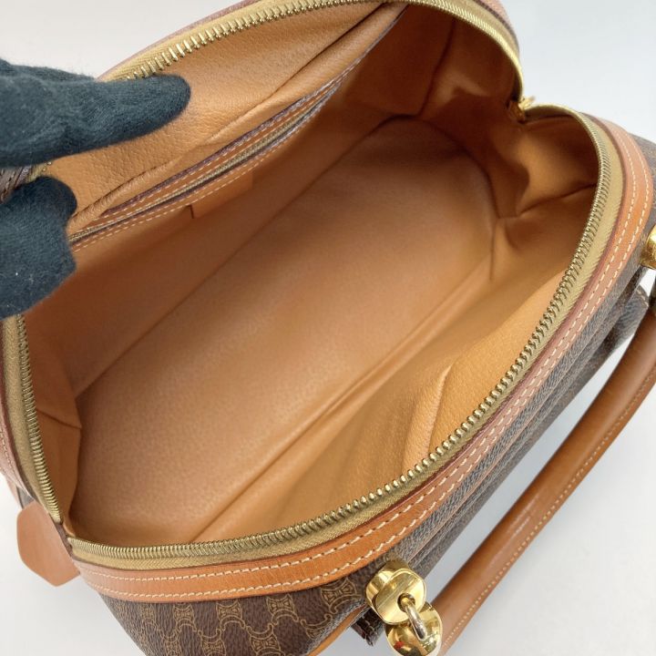 CELINE セリーヌ マカダム柄 ハンドバッグ MC97/2 ブラウン PVC×レザー フロントポケット｜中古｜なんでもリサイクルビッグバン