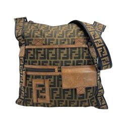 ☆☆ FENDI フェンディ ズッカ柄 ショルダーバッグ 7VA167 ブラウン キャンバス×レザー メッセンジャーバッグ Bランク