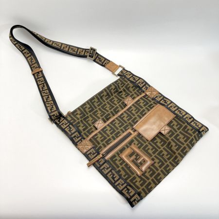 FENDI フェンディ ズッカ柄 ショルダーバッグ 7VA167 ブラウン キャンバス×レザー メッセンジャーバッグ