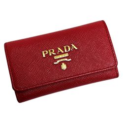 ☆☆ PRADA プラダ キーケース 1PG004 レッド 4連 レディース ゴールド金具 キーリング・箱有 Bランク