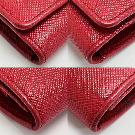  PRADA プラダ キーケース 1PG004 レッド 4連 レディース ゴールド金具 キーリング・箱有