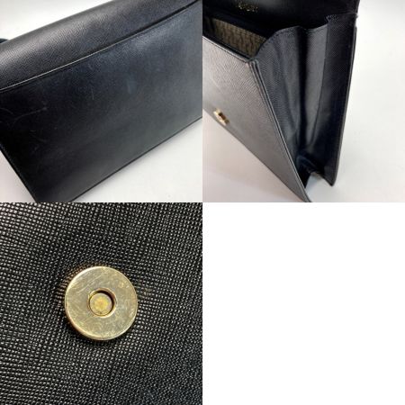  Yves Saint Laurent イブサンローラン YSLロゴ クラッチバッグ ブラック レザー ヴィンテージ