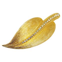 ☆☆ Christian Dior クリスチャンディオール リーフモチーフ ブローチ ゴールド GP レディース アクセサリー 箱有 Bランク