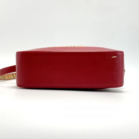  BURBERRY バーバリー ノバチェック ショルダーバッグ ベージュ×レッド キャンバス/レザー