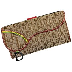 ☆☆ Christian Dior クリスチャンディオール トロッター サドルウォレット 02LU 1014 ブラウン 長財布 ラスタ レディース Cランク