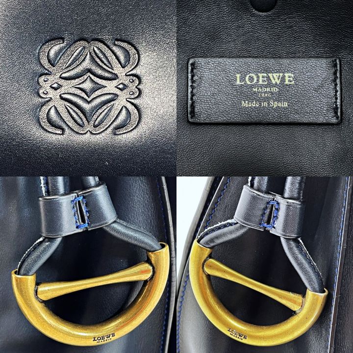 LOEWE ロエベ アナグラム フラメンコ30 ネイビーxブルーステッチ トートバッグ レディース ゴールド金具｜中古｜なんでもリサイクルビッグバン