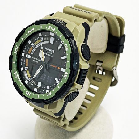  CASIO カシオ PRO TREK PRT-B70-5JF グリーン×ブラック×ベージュ クォーツ デジアナ メンズ 腕時計 箱・取説有