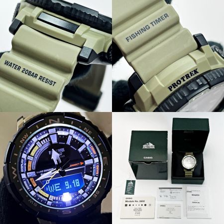  CASIO カシオ PRO TREK PRT-B70-5JF グリーン×ブラック×ベージュ クォーツ デジアナ メンズ 腕時計 箱・取説有