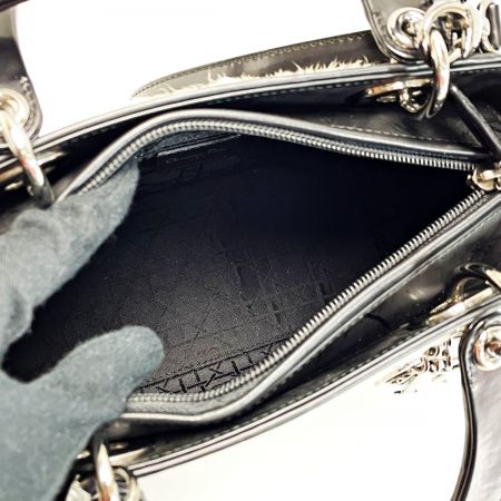 Christian Dior クリスチャンディオール レディディオール ブラック×ホワイト 2WAYバッグ レディース シルバー金具 布袋有