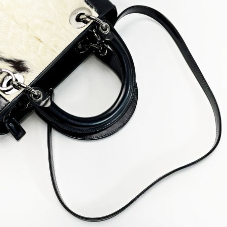  Christian Dior クリスチャンディオール レディディオール ブラック×ホワイト 2WAYバッグ レディース シルバー金具 布袋有