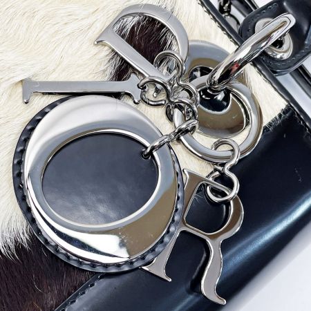  Christian Dior クリスチャンディオール レディディオール ブラック×ホワイト 2WAYバッグ レディース シルバー金具 布袋有