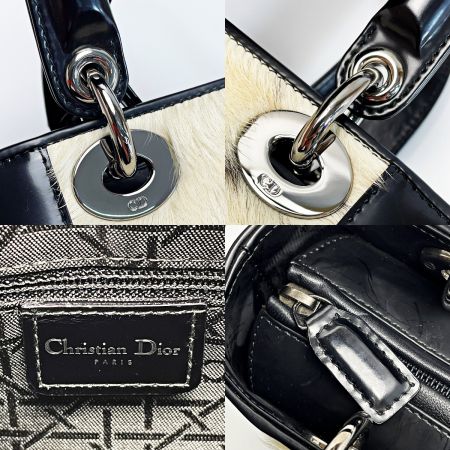  Christian Dior クリスチャンディオール レディディオール ブラック×ホワイト 2WAYバッグ レディース シルバー金具 布袋有